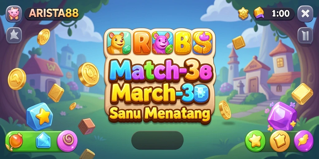 Tampilan gameplay ARISTA88 dengan suasana Match-3 yang seru.