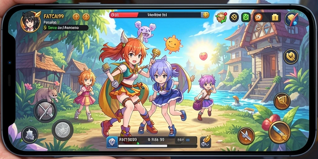 Tampilan gameplay FATCAI99 yang penuh aksi dan karakter beragam.