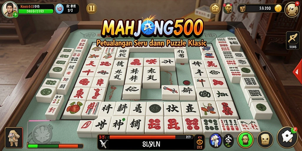 Gameplay MAHJONG500 dengan visual yang menarik dan tantangan yang seru.