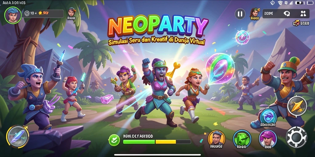 Tampilan gameplay menarik NEOPARTY dengan berbagai aktivitas seru.