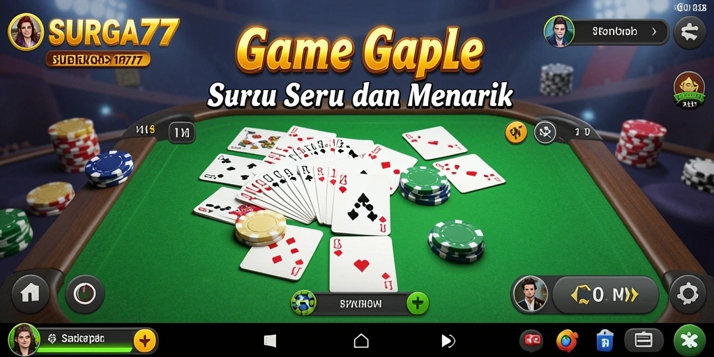 Tampilan gameplay SERU pada SURGA77 dengan kartu Gaple.
