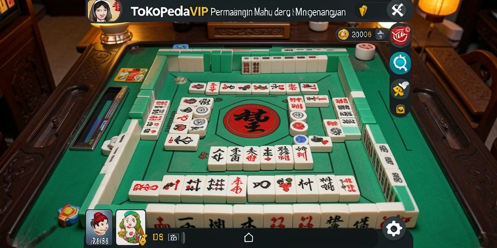 Tampilan gameplay seru dalam TOKOPEDIAVIP dengan desain ubin Mahjong yang menarik.