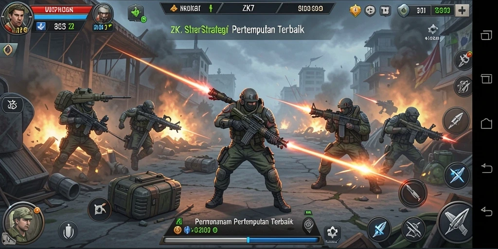 Tampilan gameplay ZK7 dengan pertempuran strategis yang mendebarkan.